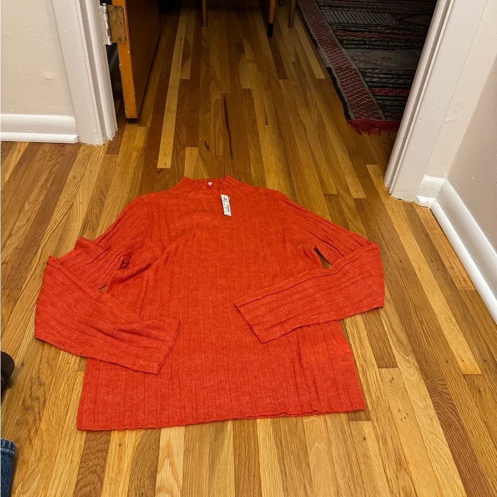 Madewell Coral Orange Mockneck Turtleneck